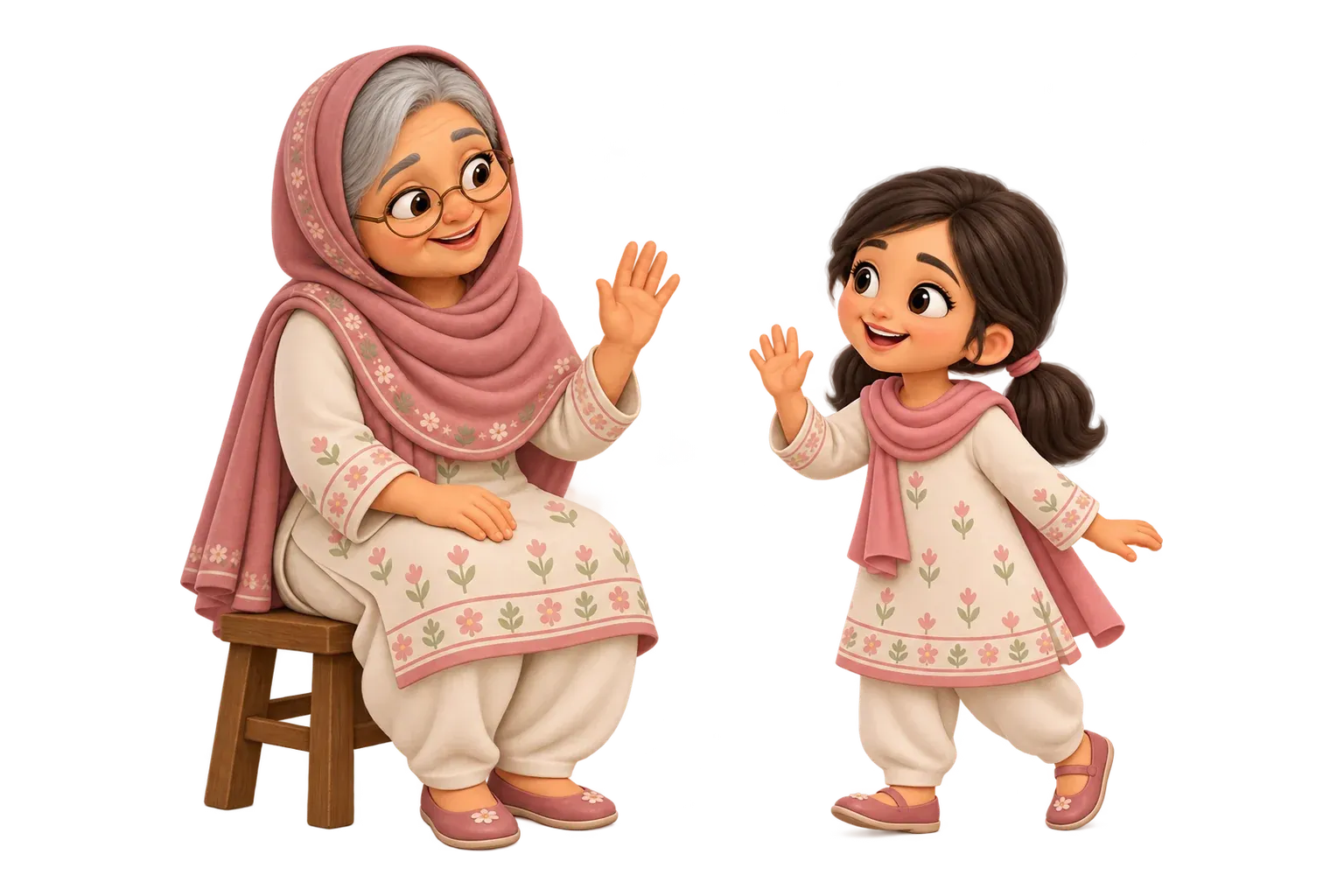Nani waving hello to her granddaughter